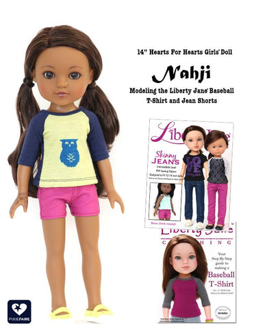 Liberty Jane H4H/Les Cheries Baseball Tee 13 - 14 Inch Doll Clothes Pattern Pixie Faire