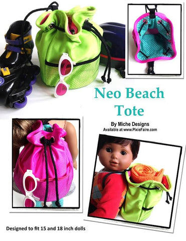 Miche Designs 18 Inch Modern Neo Beach Tote 15" Baby Dolls and 18" Doll Accessories Pixie Faire