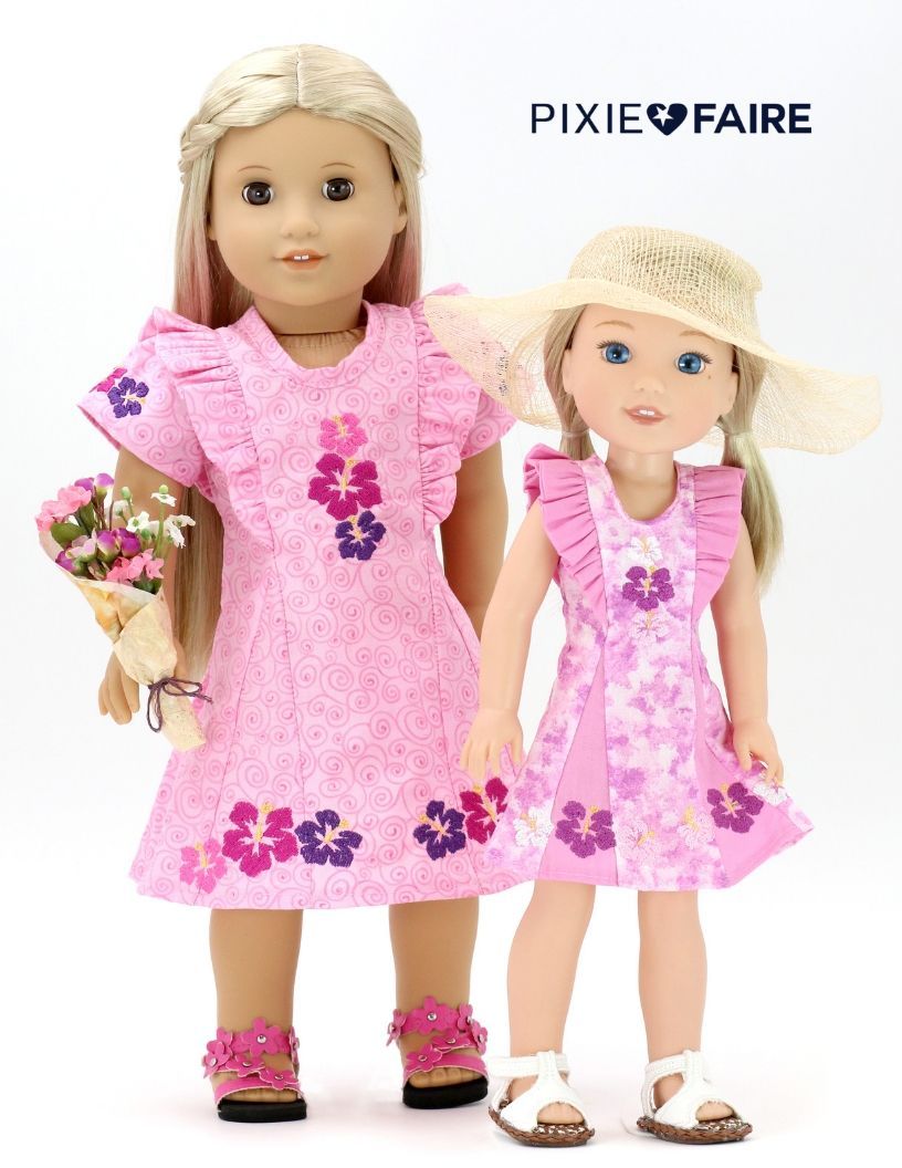Frog Princess Fashions WellieWishers Waikiki Waves Dress 14.5" Doll Clothes Pattern Pixie Faire