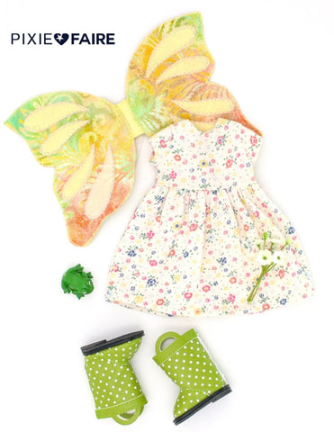 123 Mulberry Street WellieWishers Babydoll Dress 14.5" Doll Clothes Pattern Pixie Faire