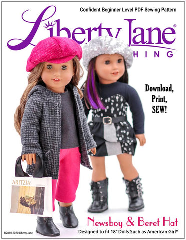 Liberty Jane 18 Inch Modern Newsboy and Beret Hat 18" Doll Accessories Pixie Faire