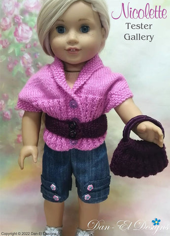 Dan-El Designs Knitting Nicolette 18" Doll Clothes Knitting Pattern Pixie Faire