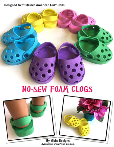 Miche Designs Shoes No-Sew Foam Clogs 18" Doll Shoes Pixie Faire