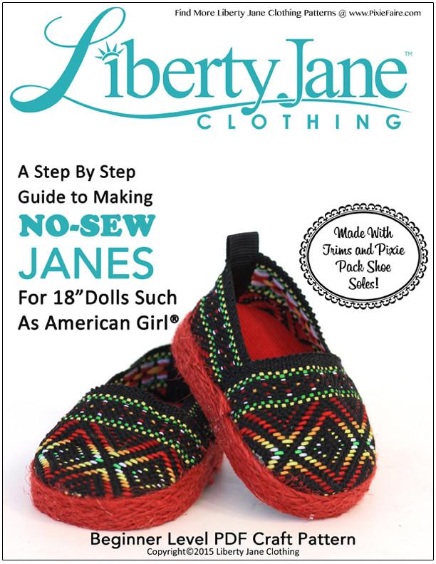 Liberty Jane Shoes No Sew Janes 18” Doll Shoes Pixie Faire