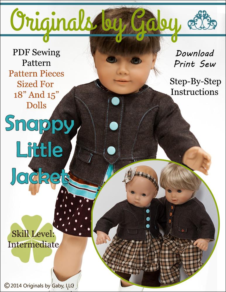 Baby Mine 18 Inch Modern Snappy Little Jacket Bundle 15" and 18" Doll Clothes Pattern Pixie Faire