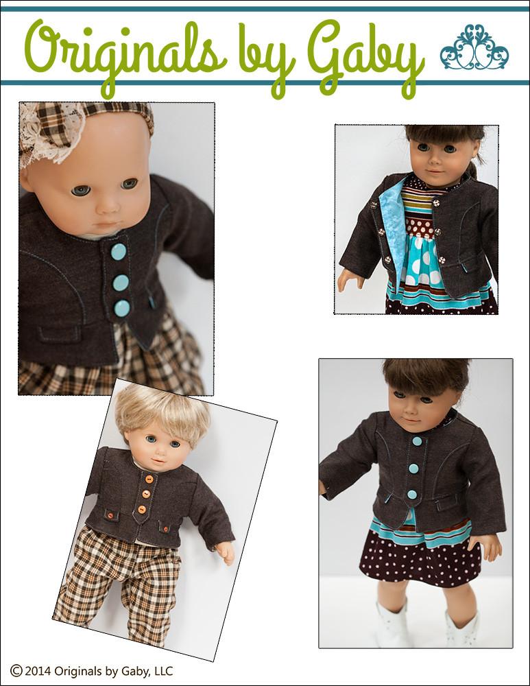 Baby Mine 18 Inch Modern Snappy Little Jacket Bundle 15" and 18" Doll Clothes Pattern Pixie Faire