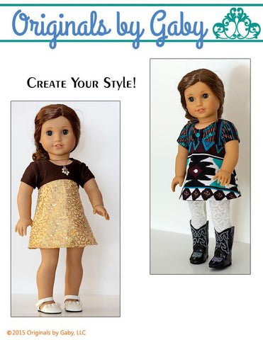 Originals by Gaby 18 Inch Modern Tri-City Knit 18" Doll Clothes Pattern Pixie Faire