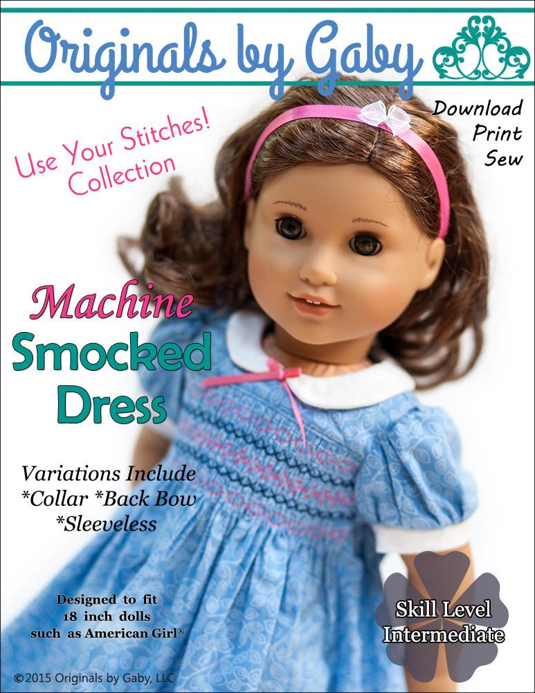 Originals By Gaby Smocked Dress Doll Clothes Pattern 18 inch American Girl Dolls Originals By Gaby Smocked Dress Doll Clothes Pattern 18 inch American Girl Dolls