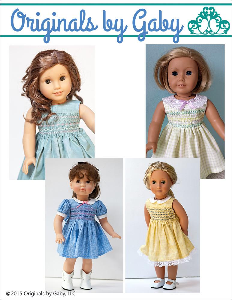 Originals By Gaby Smocked Dress Doll Clothes Pattern 18 inch American Girl Dolls – Pixie Faire