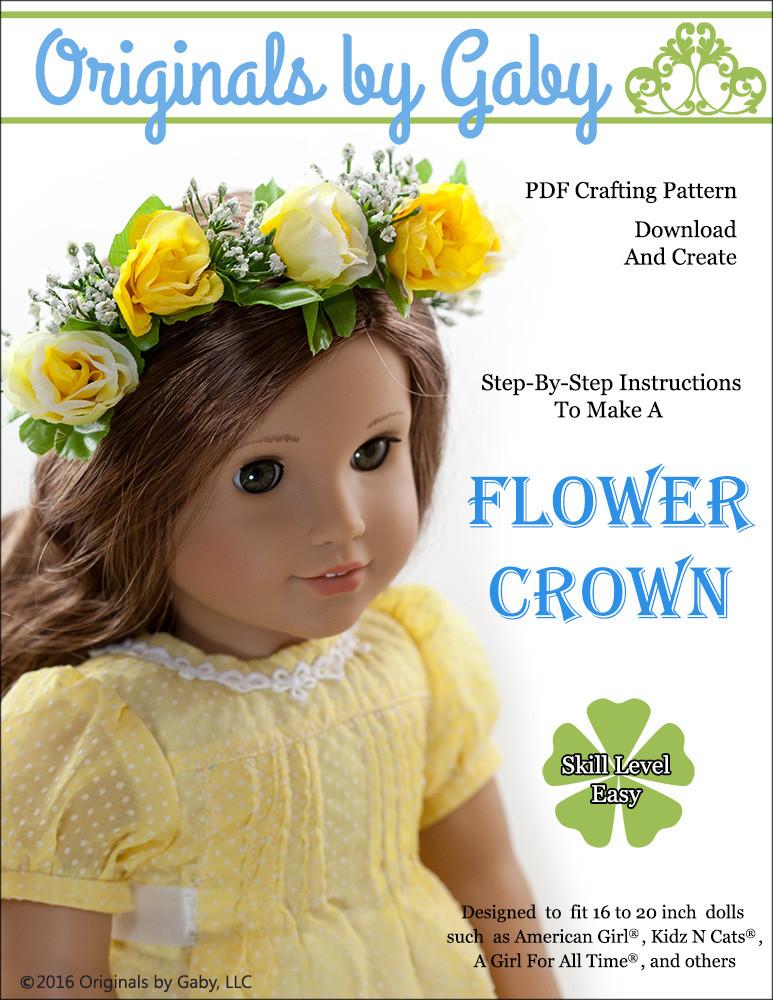 Originals By Gaby Flower Crown Doll Accessory Pattern 16-20 Inch Dolls