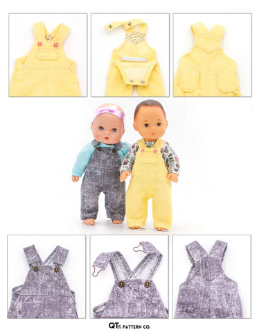 QTπ Pattern Co 8" Baby Dolls Oh My Gosh Overalls 8" Baby Doll Clothes Pattern Pixie Faire