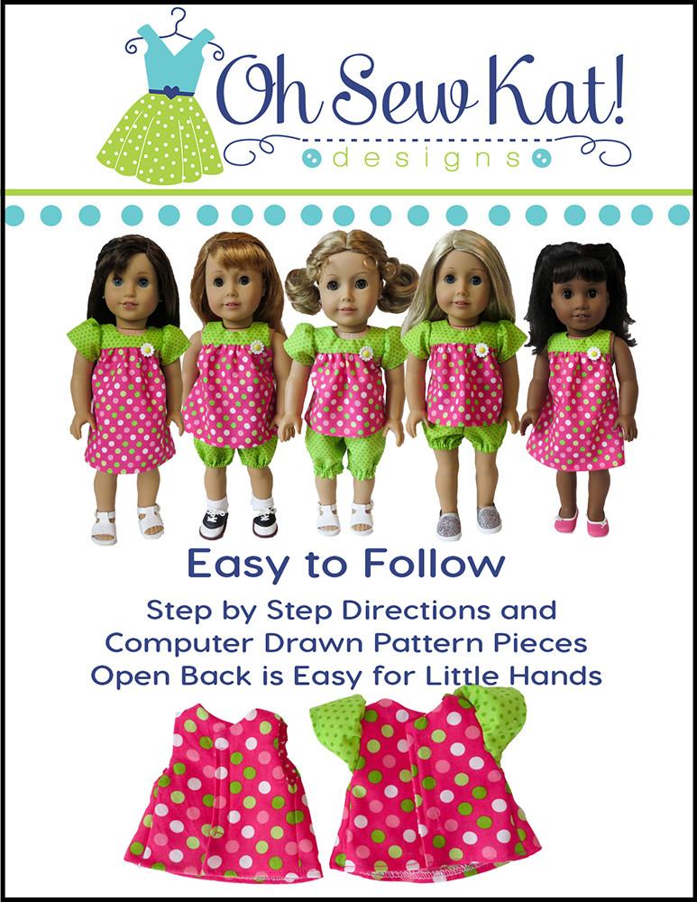 Oh Sew Kat 18 Inch Modern Bloomer Buddies 18" Doll Clothes Pattern Pixie Faire