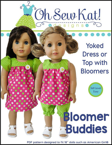 Oh Sew Kat 18 Inch Modern Bloomer Buddies 18" Doll Clothes Pattern Pixie Faire
