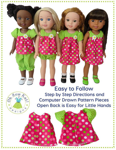 Oh Sew Kat WellieWishers Bloomer Buddies 14.5" Doll Clothes Pattern Pixie Faire
