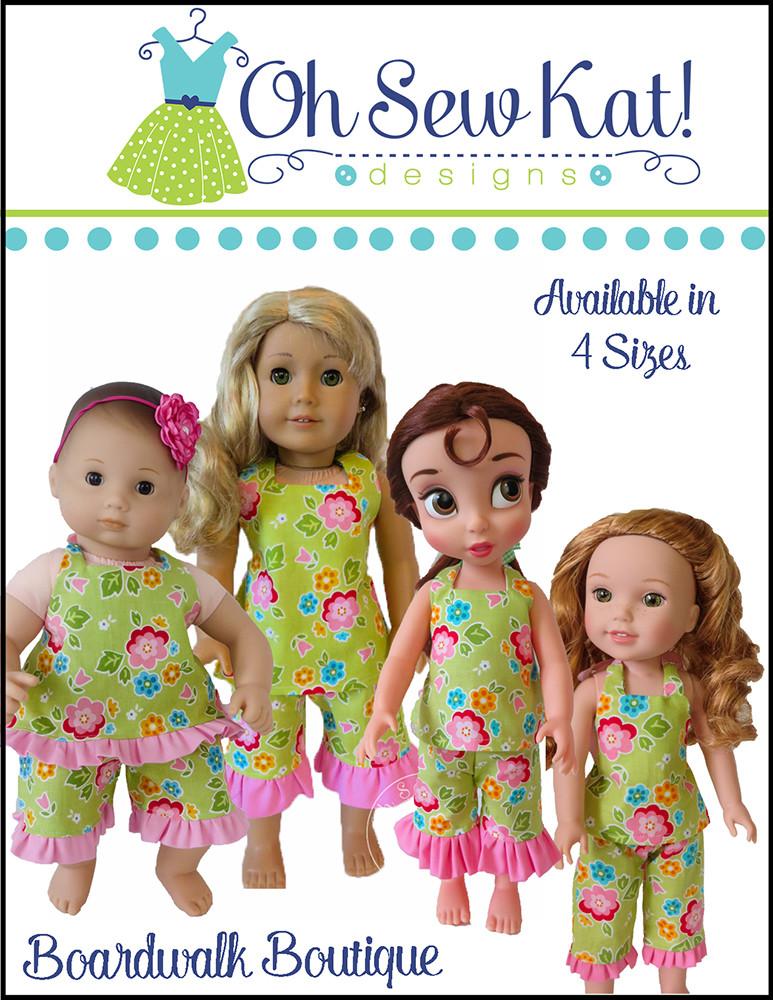 Oh Sew Kat Bitty Baby/Twin Boardwalk Boutique 15" Baby Doll Clothes Pattern Pixie Faire
