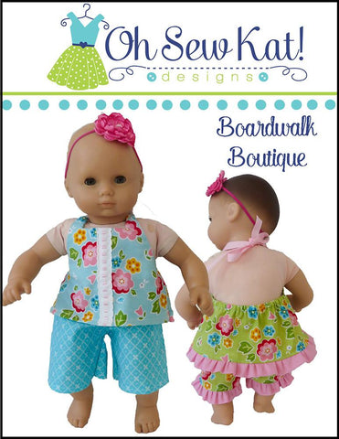Oh Sew Kat Bitty Baby/Twin Boardwalk Boutique 15" Baby Doll Clothes Pattern Pixie Faire