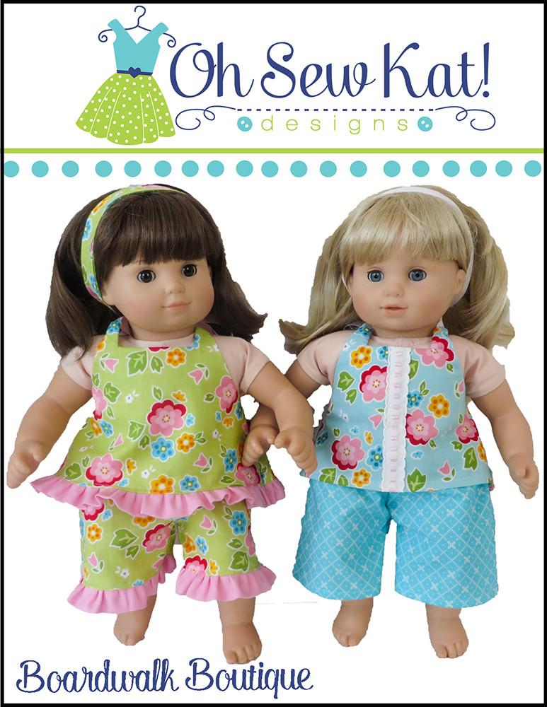 Oh Sew Kat Bitty Baby/Twin Boardwalk Boutique 15" Baby Doll Clothes Pattern Pixie Faire