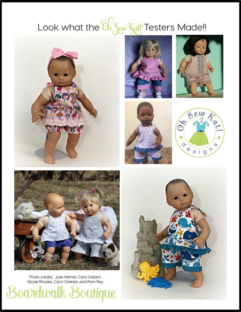 Oh Sew Kat Bitty Baby/Twin Boardwalk Boutique 15" Baby Doll Clothes Pattern Pixie Faire