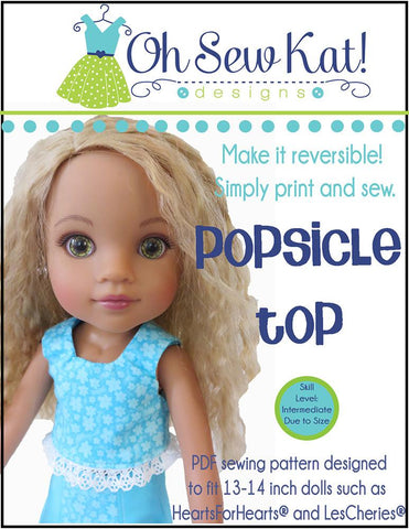 Oh Sew Kat H4H/Les Cheries Popsicle Top Pattern for Les Cheries and Hearts for Hearts Girls Dolls Pixie Faire