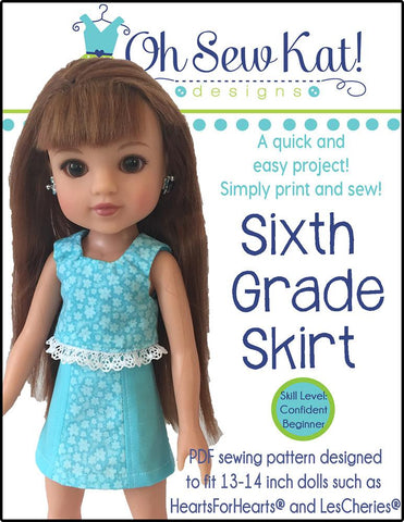 Oh Sew Kat H4H/Les Cheries Sixth Grade Skirt Pattern for Les Cheries and Hearts for Hearts Girls Dolls Pixie Faire