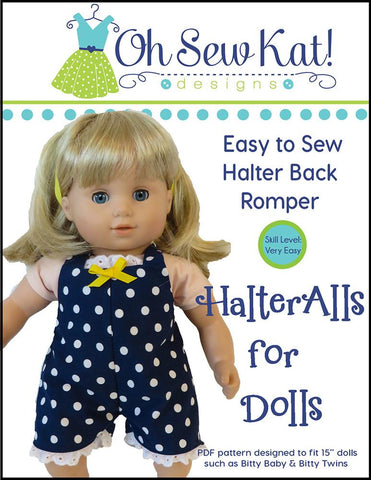 Oh Sew Kat Bitty Baby/Twin HalterAlls for Dolls 15" Baby Doll Clothes Pixie Faire