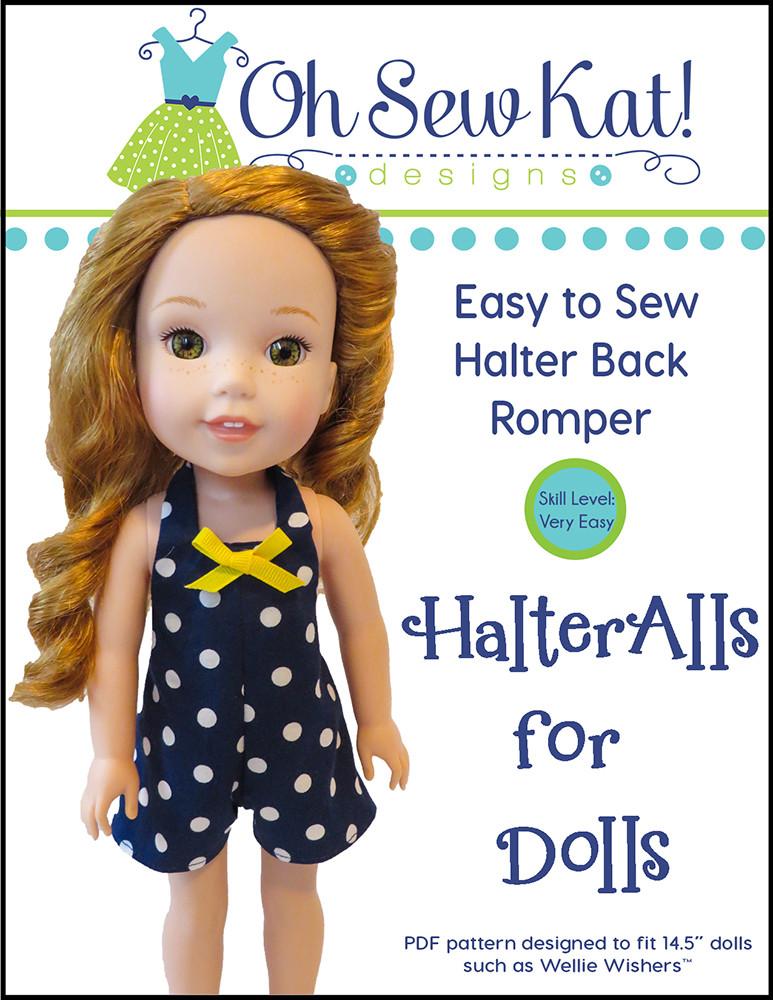 Oh Sew Kat WellieWishers HalterAlls for Dolls 14.5" Doll Clothes Pattern Pixie Faire