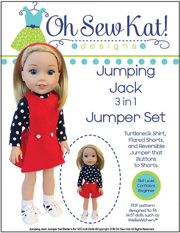 Oh Sew Kat WellieWishers Jumping Jack 14.5" Doll Clothes Pattern Pixie Faire