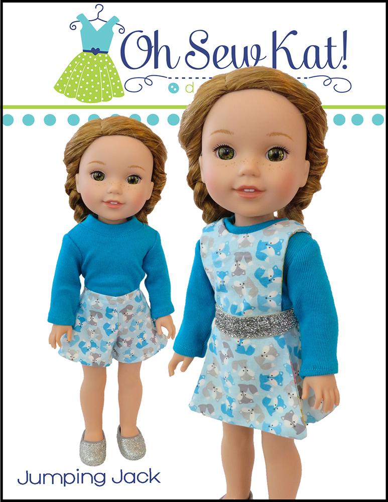 Oh Sew Kat WellieWishers Jumping Jack 14.5" Doll Clothes Pattern Pixie Faire