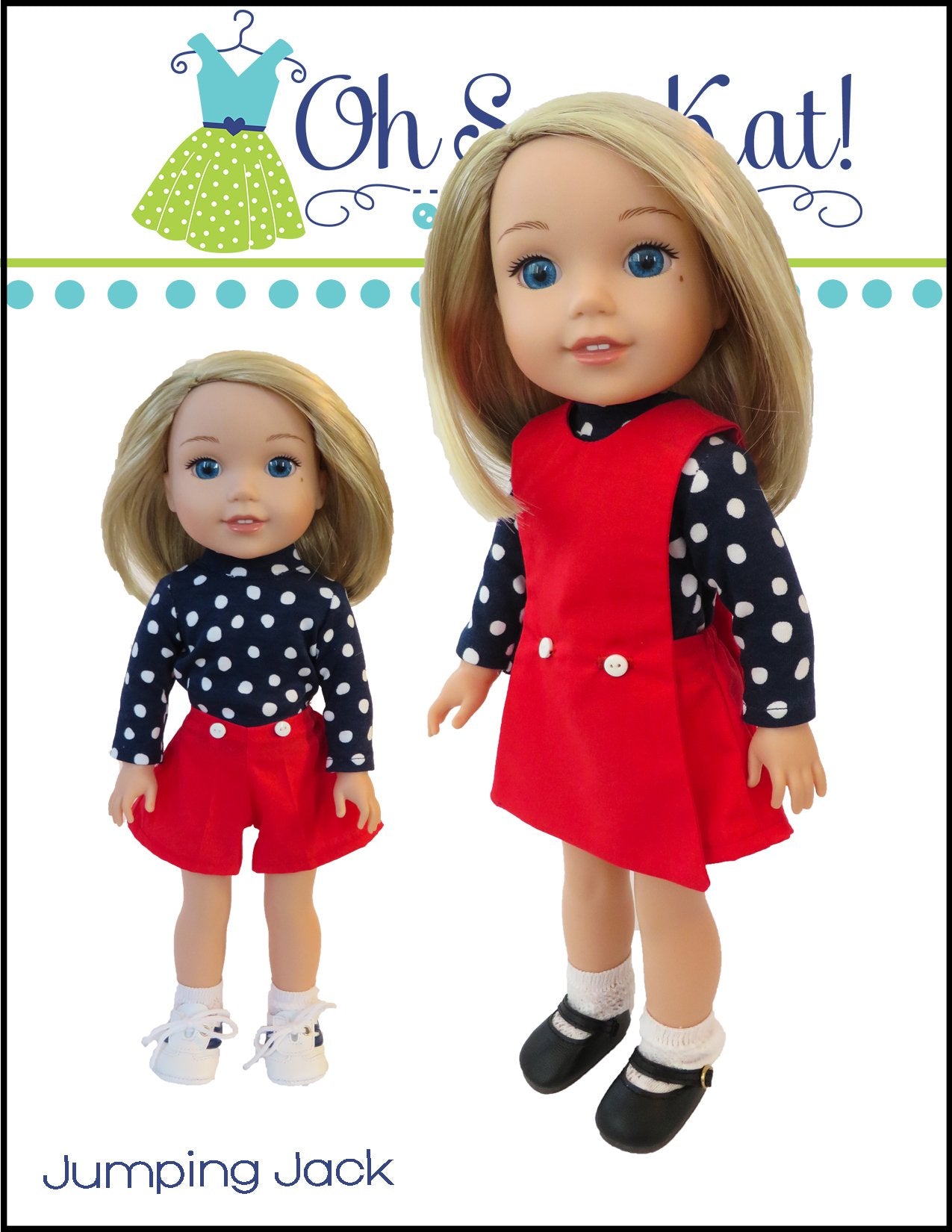 Oh Sew Kat WellieWishers Jumping Jack 14.5" Doll Clothes Pattern Pixie Faire