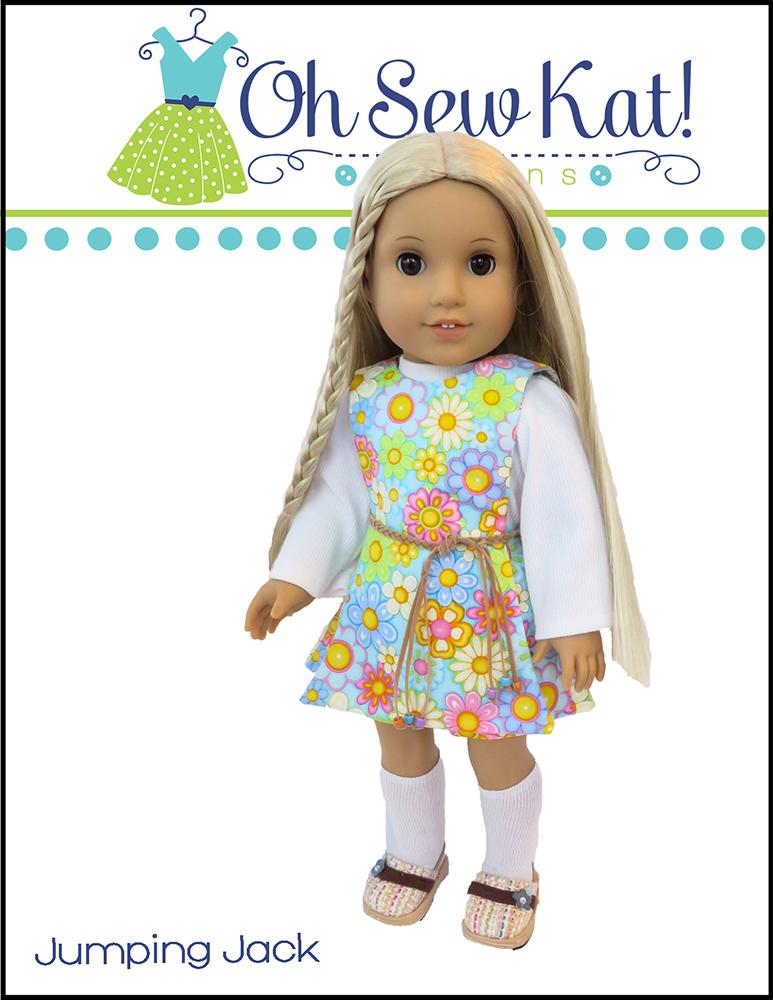 Oh Sew Kat 18 Inch Modern Jumping Jack 3 in 1 Jumper Set 18" Doll Clothes Pattern Pixie Faire
