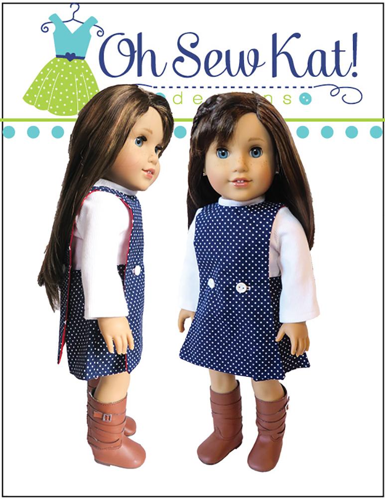 Oh Sew Kat 18 Inch Modern Jumping Jack 3 in 1 Jumper Set 18" Doll Clothes Pattern Pixie Faire