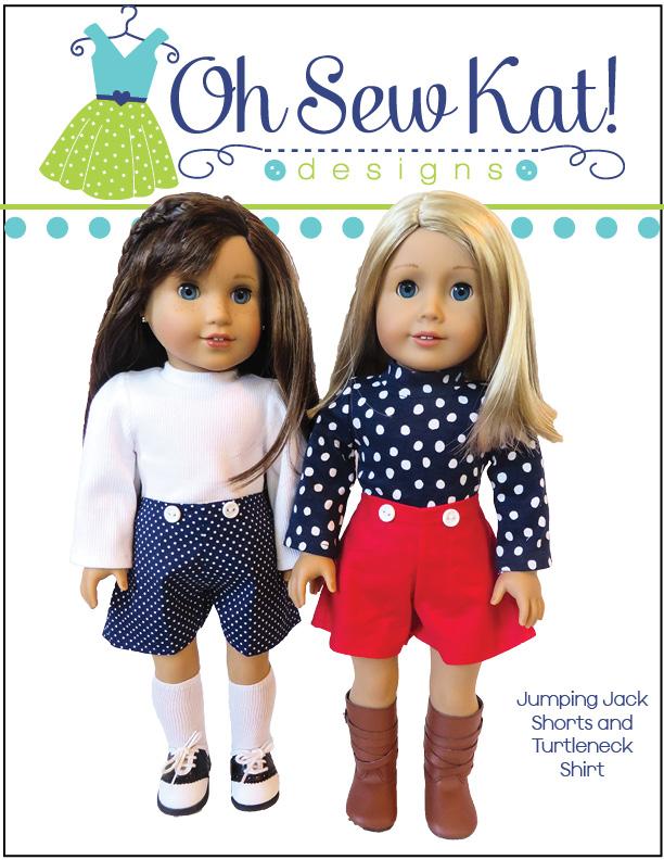 Oh Sew Kat 18 Inch Modern Jumping Jack 3 in 1 Jumper Set 18" Doll Clothes Pattern Pixie Faire