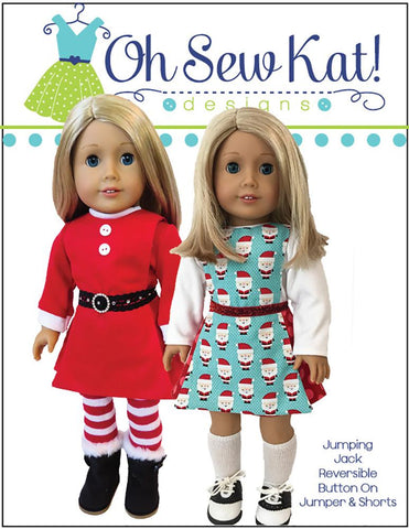 Oh Sew Kat 18 Inch Modern Jumping Jack 3 in 1 Jumper Set 18" Doll Clothes Pattern Pixie Faire