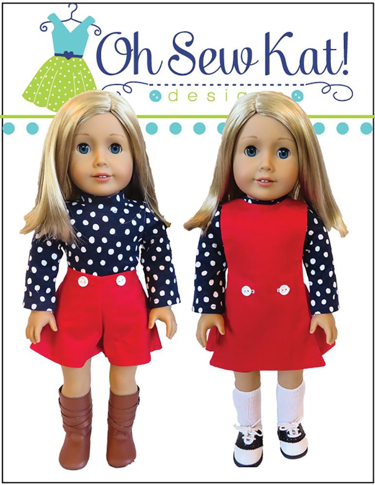 Oh Sew Kat 18 Inch Modern Jumping Jack 3 in 1 Jumper Set 18" Doll Clothes Pattern Pixie Faire