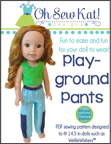 Oh Sew Kat WellieWishers Playground Pants 14.5" Doll Clothes Pattern Pixie Faire