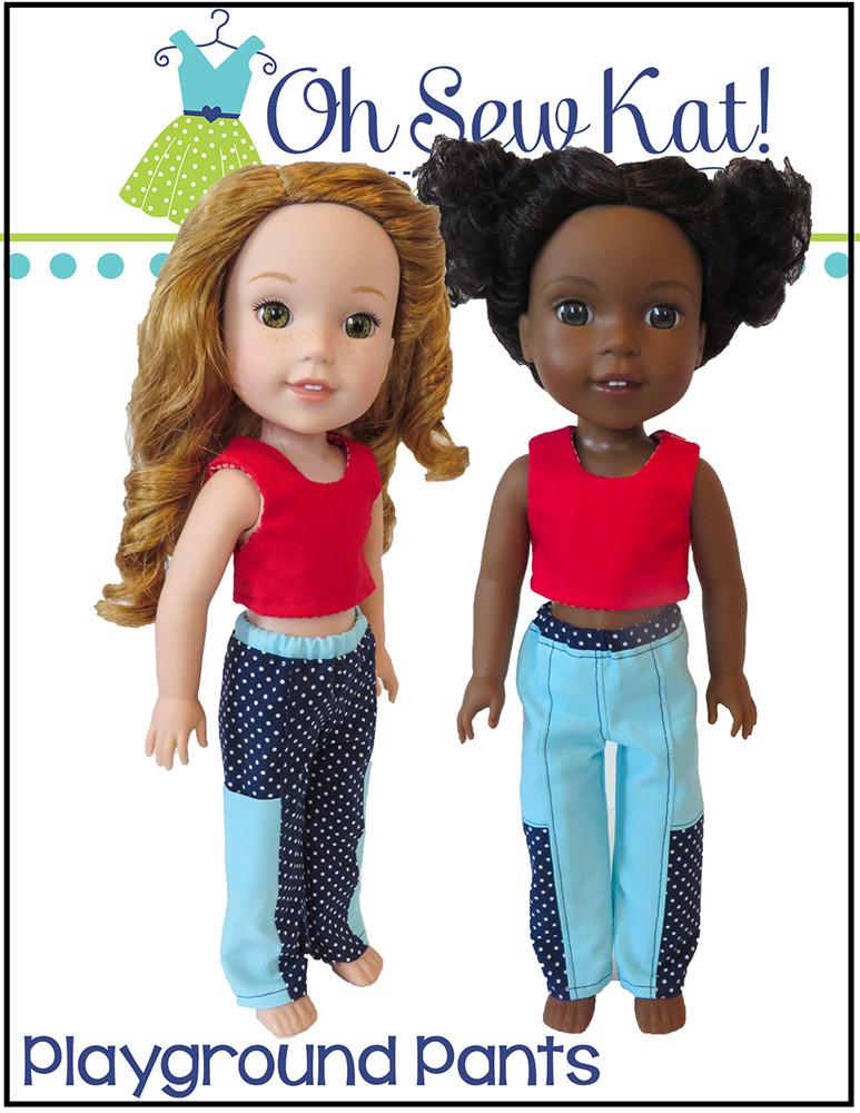 Oh Sew Kat WellieWishers Playground Pants 14.5" Doll Clothes Pattern Pixie Faire