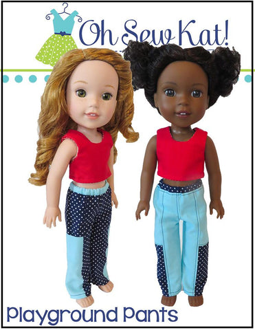 Oh Sew Kat WellieWishers Playground Pants 14.5" Doll Clothes Pattern Pixie Faire