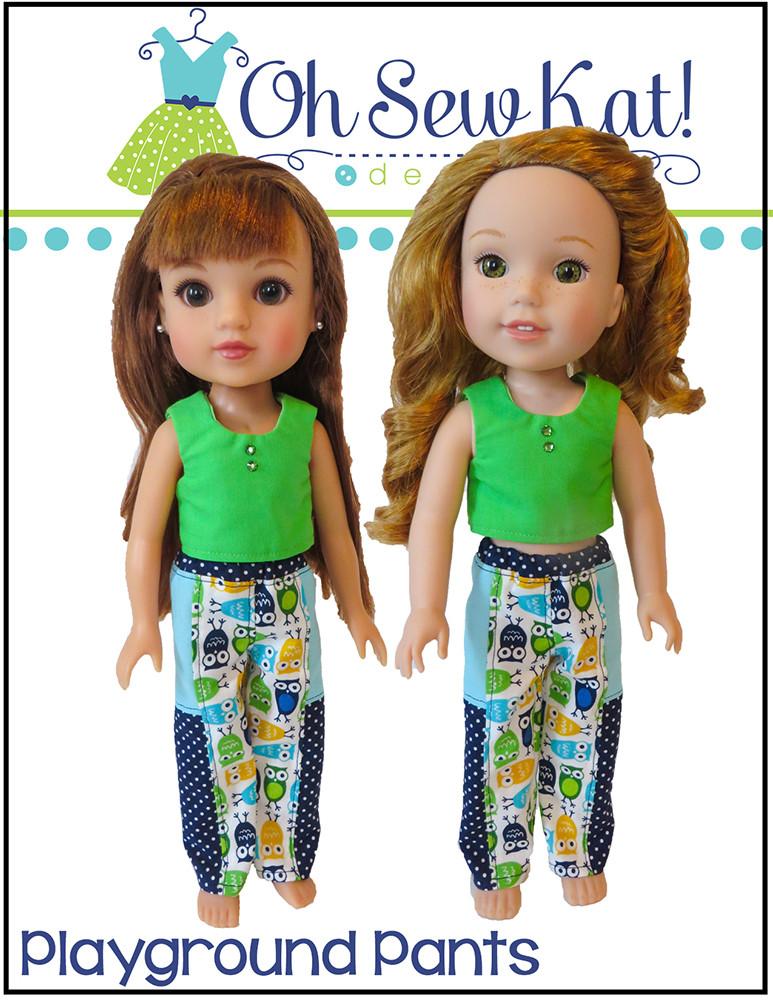 Oh Sew Kat WellieWishers Playground Pants 14.5" Doll Clothes Pattern Pixie Faire