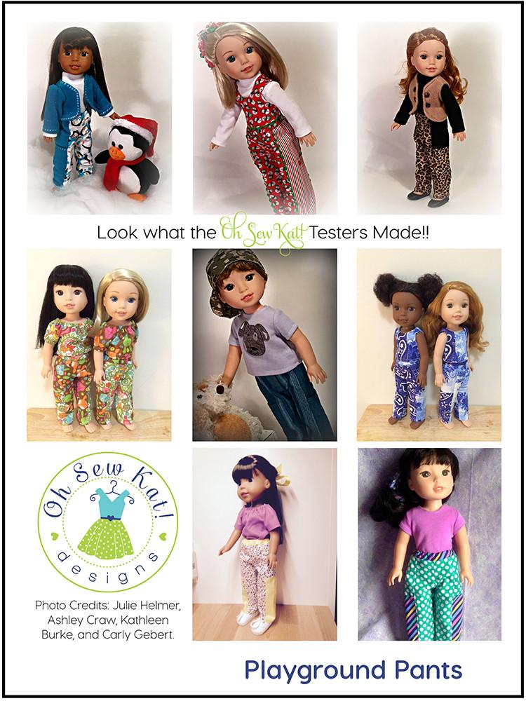 Oh Sew Kat WellieWishers Playground Pants 14.5" Doll Clothes Pattern Pixie Faire