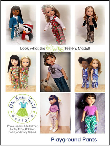Oh Sew Kat WellieWishers Playground Pants 14.5" Doll Clothes Pattern Pixie Faire