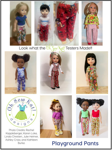 Oh Sew Kat WellieWishers Playground Pants 14.5" Doll Clothes Pattern Pixie Faire