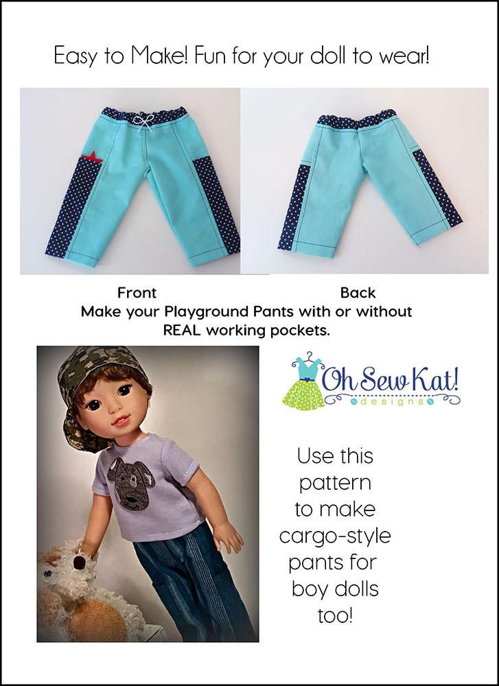 Oh Sew Kat WellieWishers Playground Pants 14.5" Doll Clothes Pattern Pixie Faire