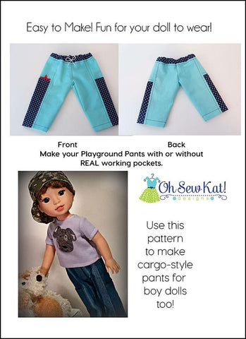 Oh Sew Kat WellieWishers Playground Pants 14.5" Doll Clothes Pattern Pixie Faire