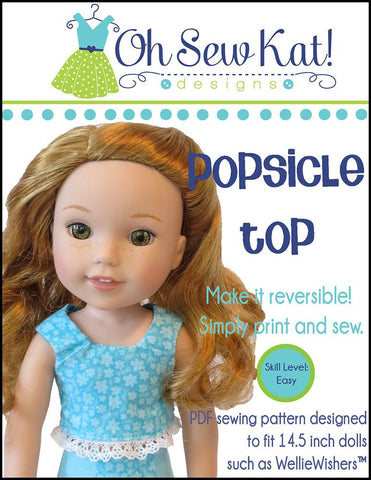 Oh Sew Kat WellieWishers Popsicle Top 14.5" Doll Clothes Pattern Pixie Faire