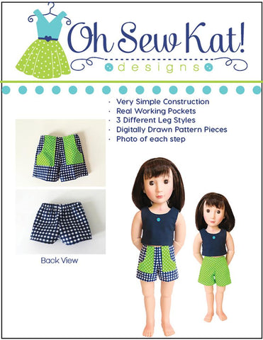 Oh Sew Kat A Girl For All Time Sandbox Shorts Pattern For AGAT Dolls Pixie Faire