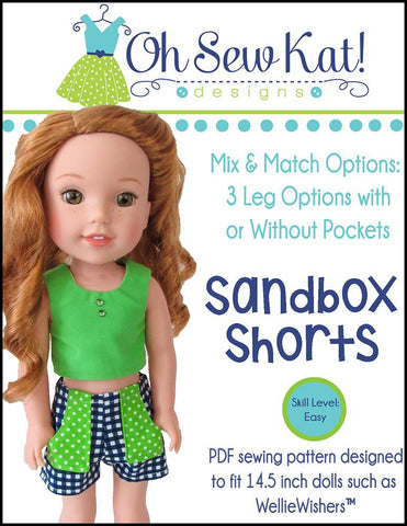 Oh Sew Kat WellieWishers Sandbox Shorts 14.5" Doll Clothes Pattern Pixie Faire