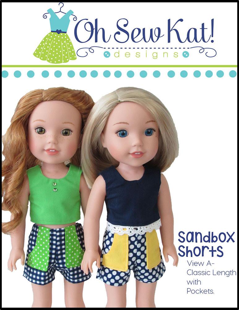 Oh Sew Kat WellieWishers Sandbox Shorts 14.5" Doll Clothes Pattern Pixie Faire