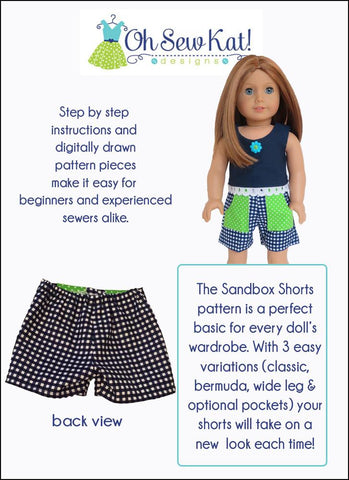 Oh Sew Kat 18 Inch Modern Sandbox Shorts 18" Doll Clothes Pixie Faire