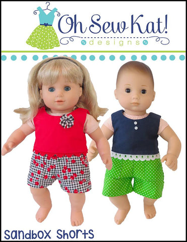 Oh Sew Kat Bitty Baby/Twin Sandbox Shorts 15" Baby Doll Clothes Pattern Pixie Faire