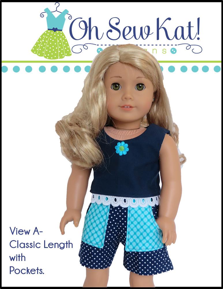 Oh Sew Kat 18 Inch Modern Sandbox Shorts 18" Doll Clothes Pixie Faire